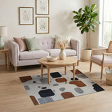 Abstract Pebble Brown Grey Area Rug