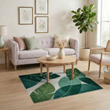 Emerald Green Leaf Abstract Area Rug