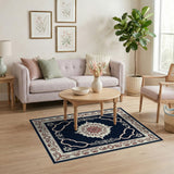 Multi-color and Patterns Traditional Persian Navy Persian Floral Medallion Area Rug