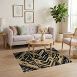 Gold and Silver Modern Geometric Black Gold Area Rug