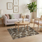 Modern Brown Tan Striped Geometric Area Rug