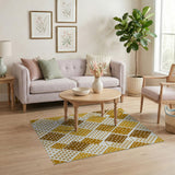 Yellow Geometric Diamond Polka Dot Area Rug
