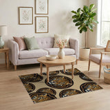 Leopard Head Medallion Beige Area Rug