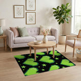 Green Pixel Hearts Area Rug