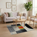 Abstract Multi-Color Geometric Stripe Area Rug