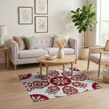 Red Persian Floral Starburst Area Rug