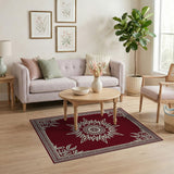 Ornate Red Sunburst Persian Area Rug