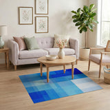 Geometric Modern Blue and Teal Modern Blue Geometric Block Area Rug