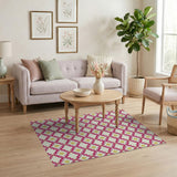 Ornate Pink Gold Geometric Lattice Rug
