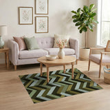 Olive Green Zigzag Geometric Area Rug