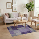 Purple Grey Geometric Block Purple Area Rug