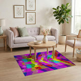 Rainbow Hearts Pop Art Area Rug