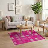 Pink Playful Pink Pixel Hearts Area Rug
