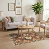 Southwestern Geometric Area Rug in Brown Tan Southwestern Rug