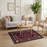 Purple Geometric Art Deco Area Rug
