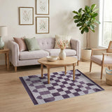 Geometric Modern Purple Geometric Checkered Area Rug