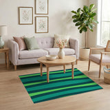 Vibrant Green Wavy Stripe Area Rug