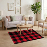 Bold Black Red Plaid Rustic Farmhouse Rug
