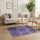 Purple Elegant Purple Damask Floral Area Rug