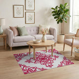Ornate Red Floral Area Rug