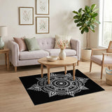 Black White Mandala Geometric Area Rug