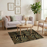 Luxury Black Gold Zebra Pattern Area Rug