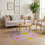 Playful Pink Egg Dot Kids Area Rug