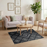 Modern Black White Geometric Diamond Area Rug