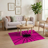Bold Black Spider Silhouette Pink Area Rug