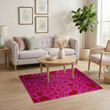 Vibrant Pink Leopard Print Boho Chic Area Rug