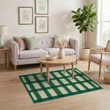 Green Cream Checkered Plaid Area Rug