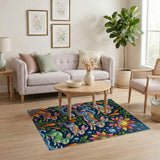 Vibrant Rainbow Rabbits and Carrot Garden Rug