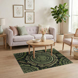 Lush Green Tree Rings Area Rug
