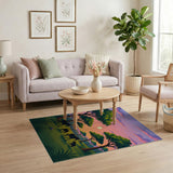 Savanna Zebra Family Sunset Area Rug