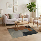 Bold Orange Polka Dot Geometric Patchwork Rug