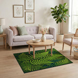 Floral Vintage Lush Fern Grove Green Area Rug