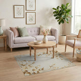 Beige and Neutral Beige Magnolia Floral Vintage Area Rug