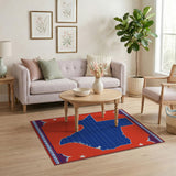 Texas Lone Star Blue Outline Red Southwestern Rug