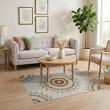 Tan Mandala Sunburst Area Rug