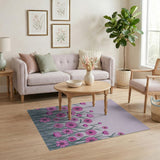Pink Daisy Meadow Floral Area Rug