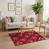 Red Snowflake Geometric No. 2 Area Rug