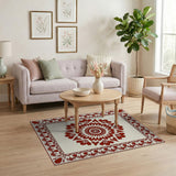 Red Ornate Red Mandala Persian Area Rug