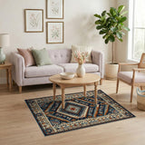 Blue and Teal Southwestern Blue Teal Southwestern Geometric Area Rug