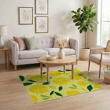 Yellow Sunny Lemon Slices Yellow Area Rug