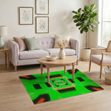 Vibrant Green Orange Geometric Tunnel Rug