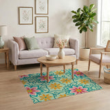 Floral Vintage Vibrant Pink Hibiscus Floral Area Rug