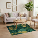 Multi-color and Patterns Lush Green Monstera Leaf Area Rug