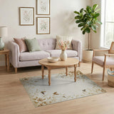 Vintage Beige Floral Butterfly Area Rug