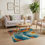 Coastal Surfboards Sunset Waves Area Rug