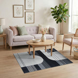 Bold Black and White Bold Black White Geometric Abstract Area Rug